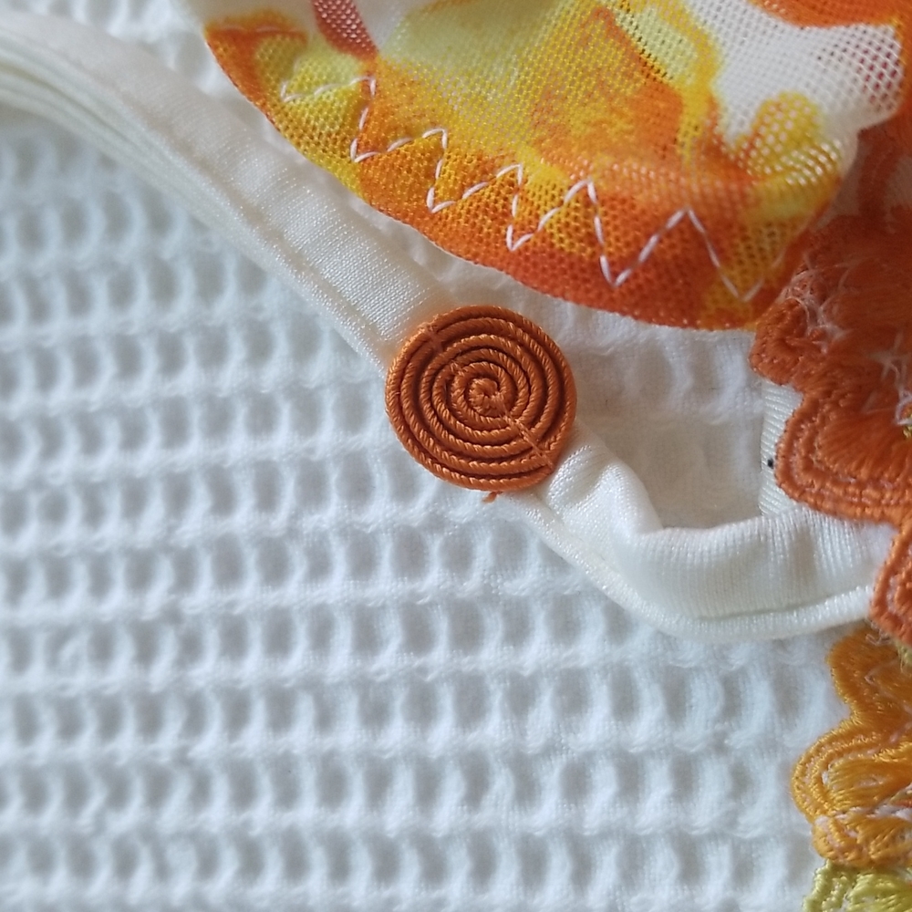 Aubade Orange Gold Tulips Appliques Underwire Bra Size 36 - Picture 5 of 11